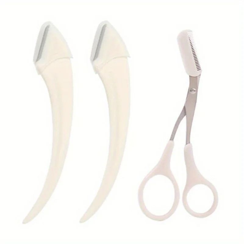 Eyebrow Trimmer Set With Curved Eyebrow Razor And Scissors Comb Easy Beauty Tools For Beginners And 7