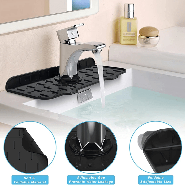 Silicone Sink Splash Guard  Faucet Mat  XL Drying Pad And Countertop Protector 2