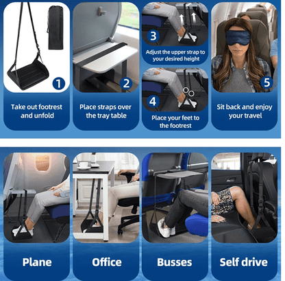 Airplane Foot Hammock With Memory Foam  Adjustable InFlight Foot Rest For Travel Comfort 5