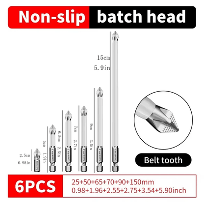 Magnetic Phillips Screwdriver Bits – 6-Piece Anti-Slip Set for Electric Drills