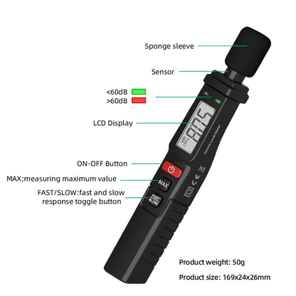 MASTFUYI FY8862 Decibel Meter – Portable A-Weighted Sound Level Meter for Accurate Noise Monitoring