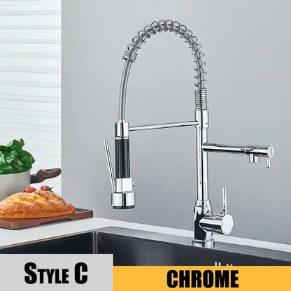 Black Pull Down Kitchen Faucet With Dual Spout And 360 Degree Swivel 4