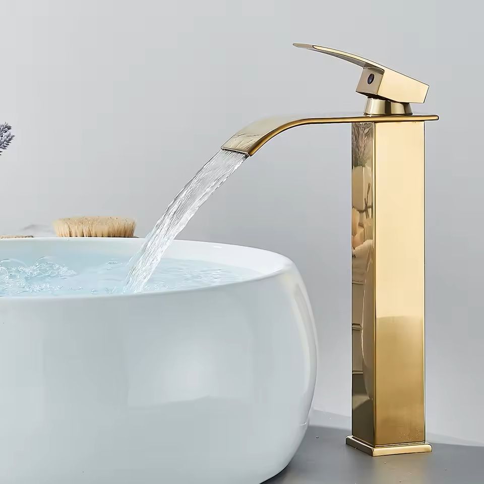 Matte Black Waterfall Bathroom Faucet With Single Handle And Hot Cold Mixer 14