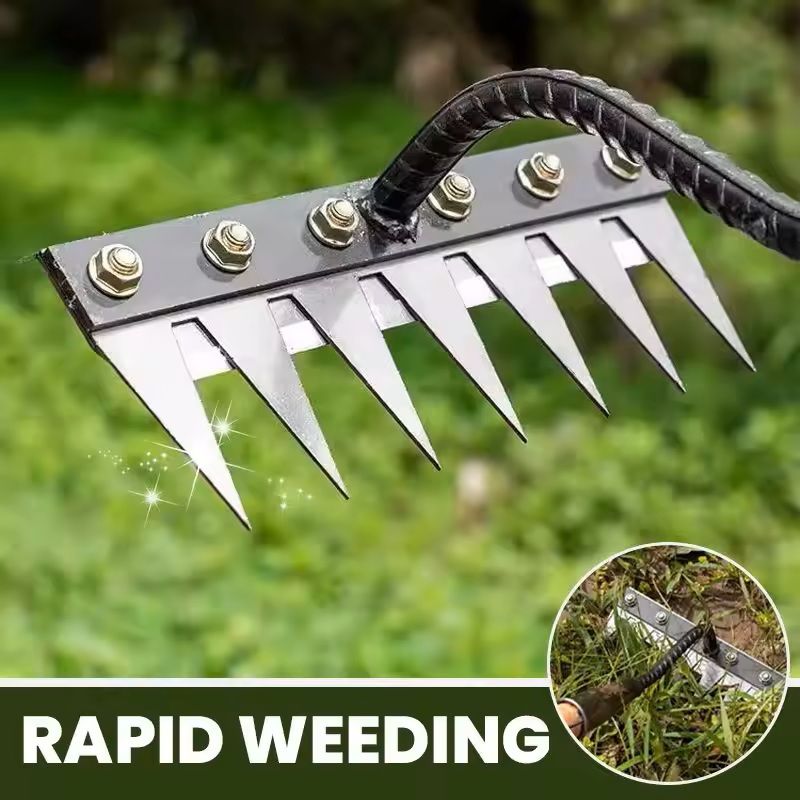 Heavy Duty Carbon Steel Garden Rake with 5 to 8 Teeth for Weeding and Soil Cultivation