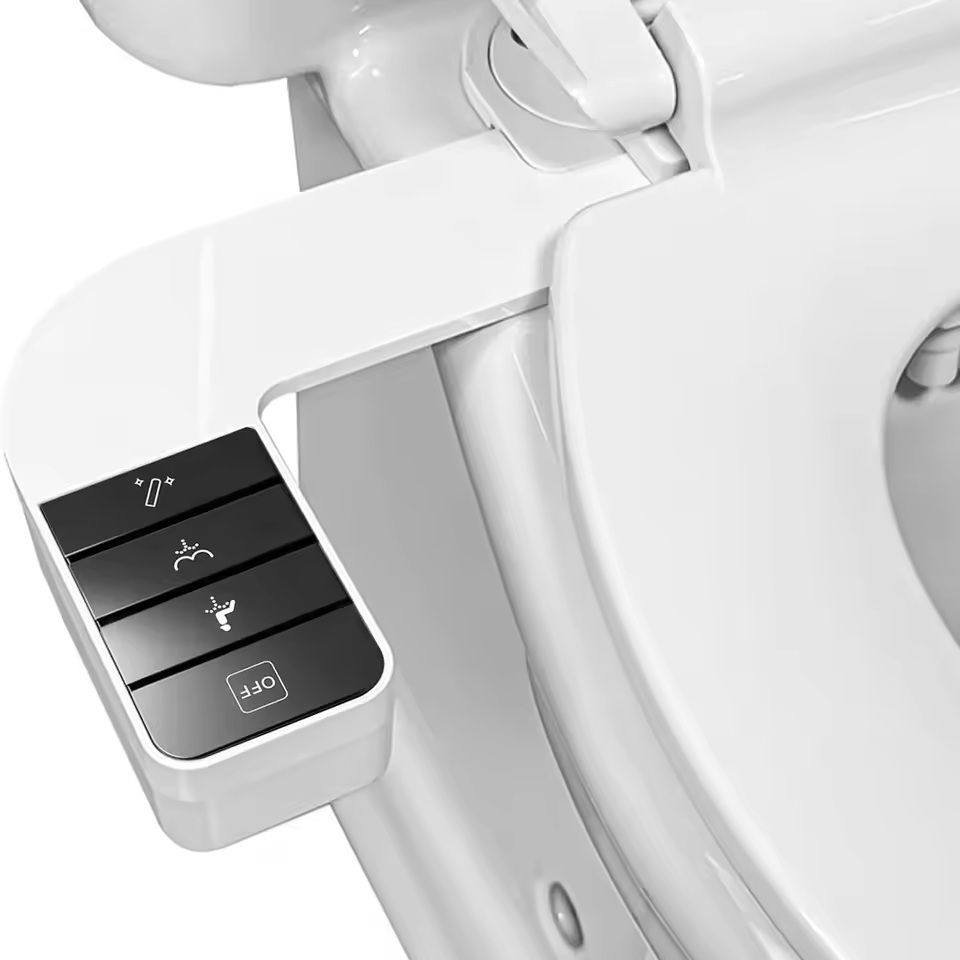 Ultra Thin Non Electric Bidet Toilet Seat Attachment with Side Control and Dual Nozzles