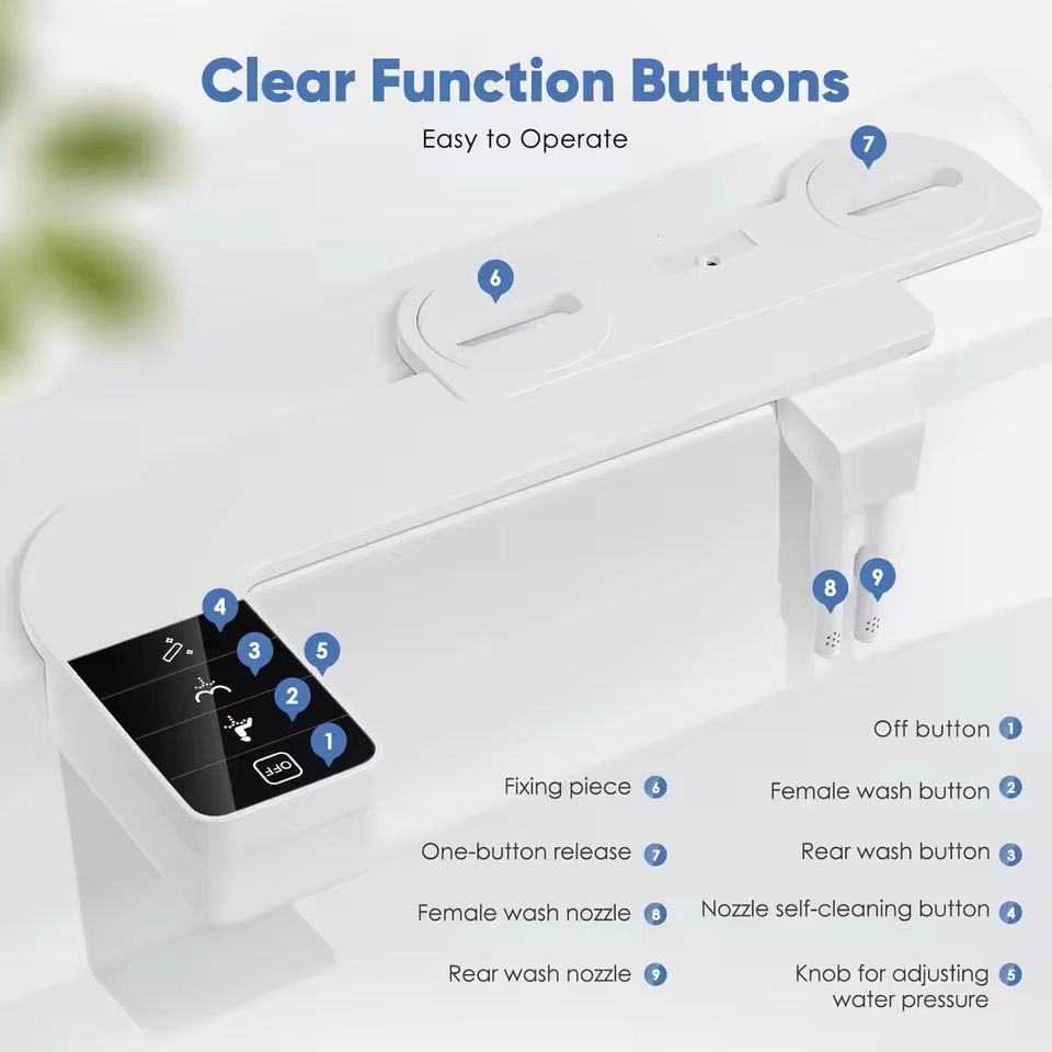 Ultra Thin Non Electric Bidet Toilet Seat Attachment With Side Control And Dual Nozzles 4