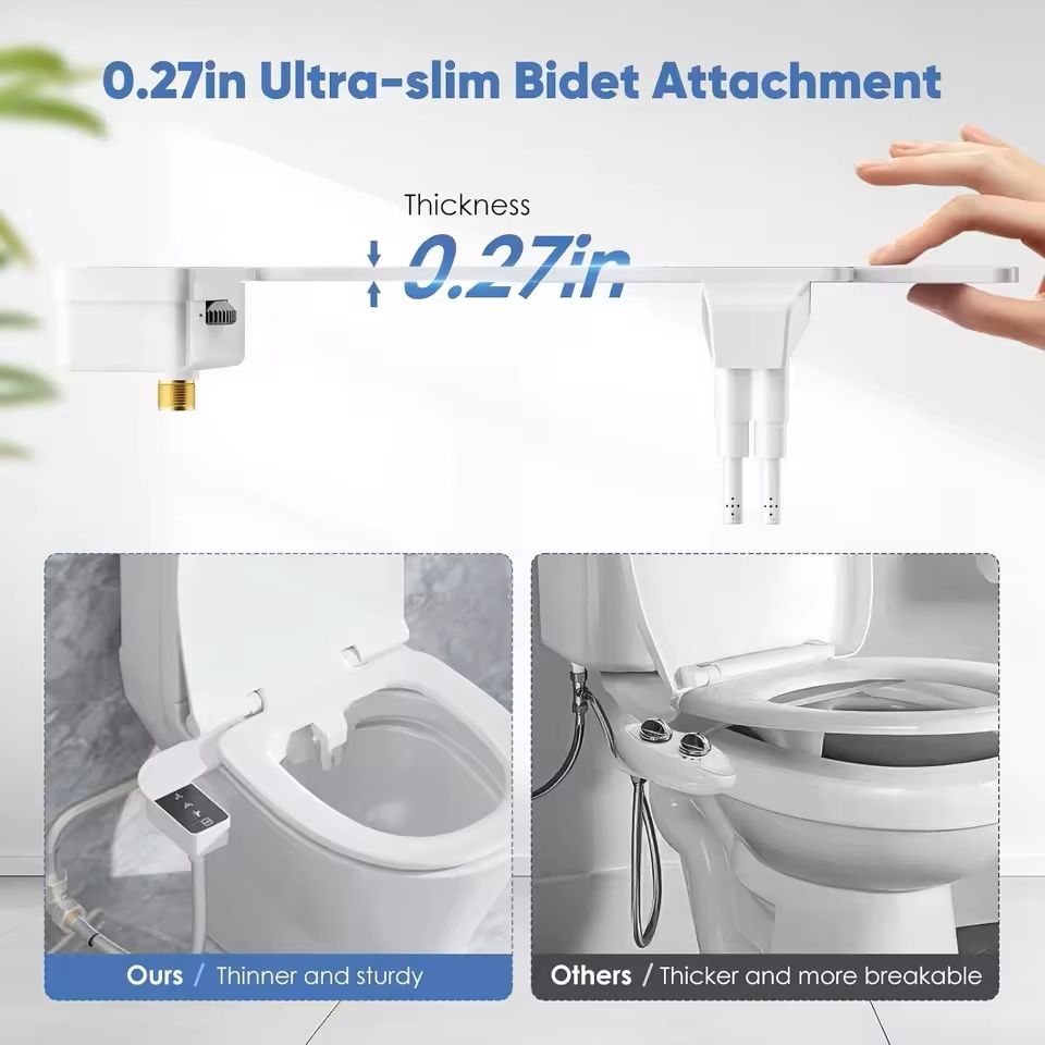 Ultra Thin Non Electric Bidet Toilet Seat Attachment With Side Control And Dual Nozzles 5