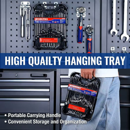 32 Piece SAE And Metric Wrench Set With Standard And Stubby Wrenches Plus Organizer 5