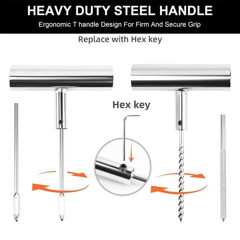 Heavy Duty Tubeless Tire Repair Kit Puncture Repair Tools For Auto Van Motorcycle  Bike 2