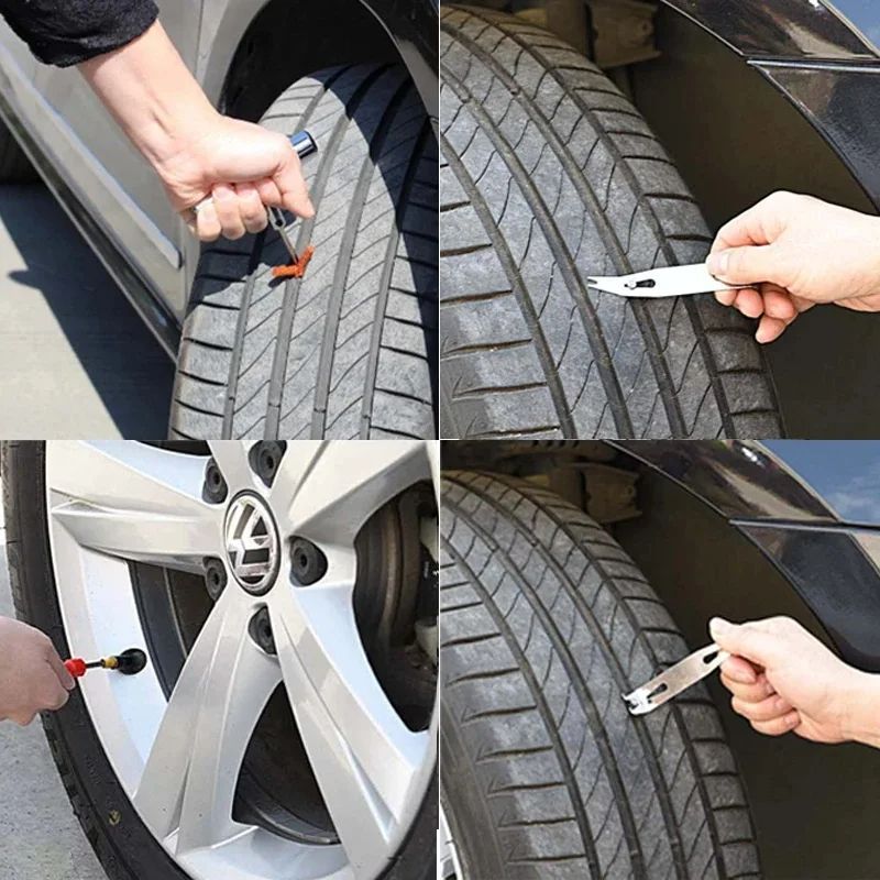 Heavy Duty Tubeless Tire Repair Kit Puncture Repair Tools For Auto Van Motorcycle  Bike 3