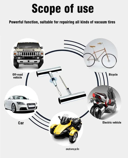 Heavy Duty Tubeless Tire Repair Kit Puncture Repair Tools For Auto Van Motorcycle  Bike 4