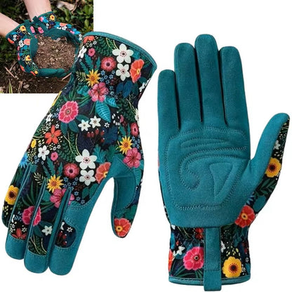 Puncture Resistant Leather Gardening Gloves for Women with Breathable Grip Design