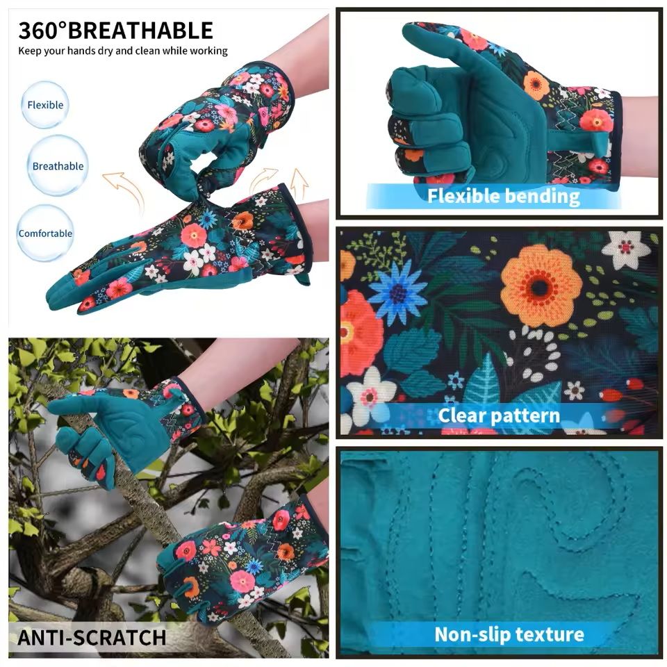 Puncture Resistant Leather Gardening Gloves For Women With Breathable Grip Design 11