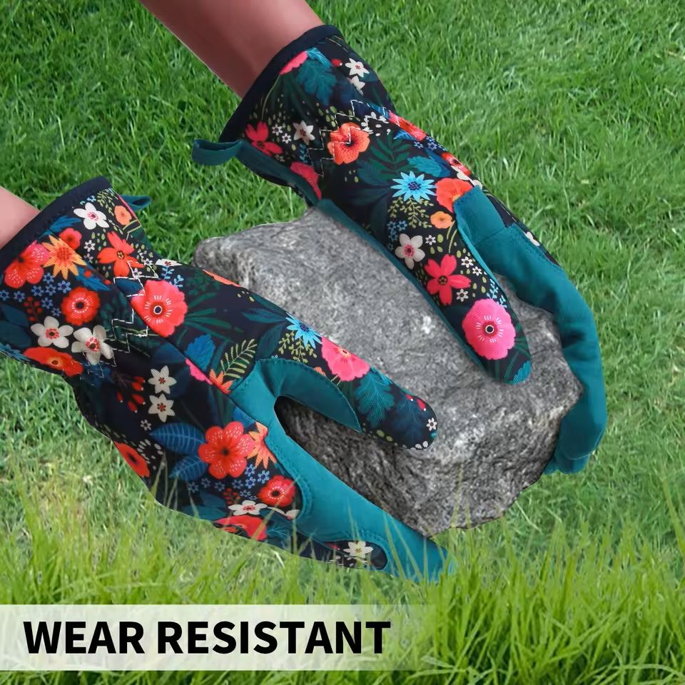 Puncture Resistant Leather Gardening Gloves For Women With Breathable Grip Design 12