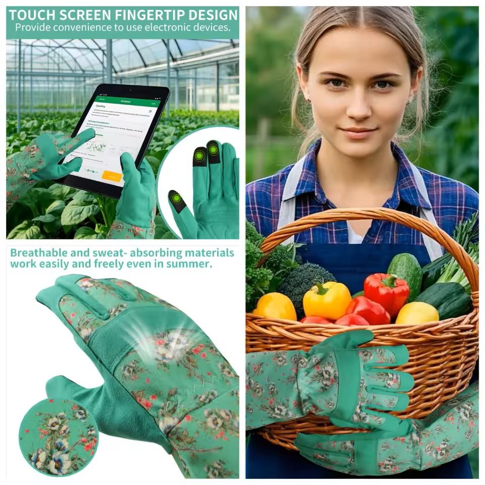 Puncture Resistant Leather Gardening Gloves For Women With Breathable Grip Design 8