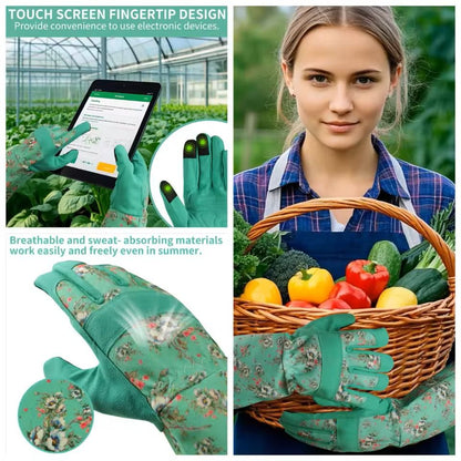Puncture Resistant Leather Gardening Gloves For Women With Breathable Grip Design 8