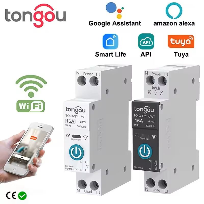 Tuya WiFi Smart Circuit Breaker Switch with Energy Monitoring and App Control