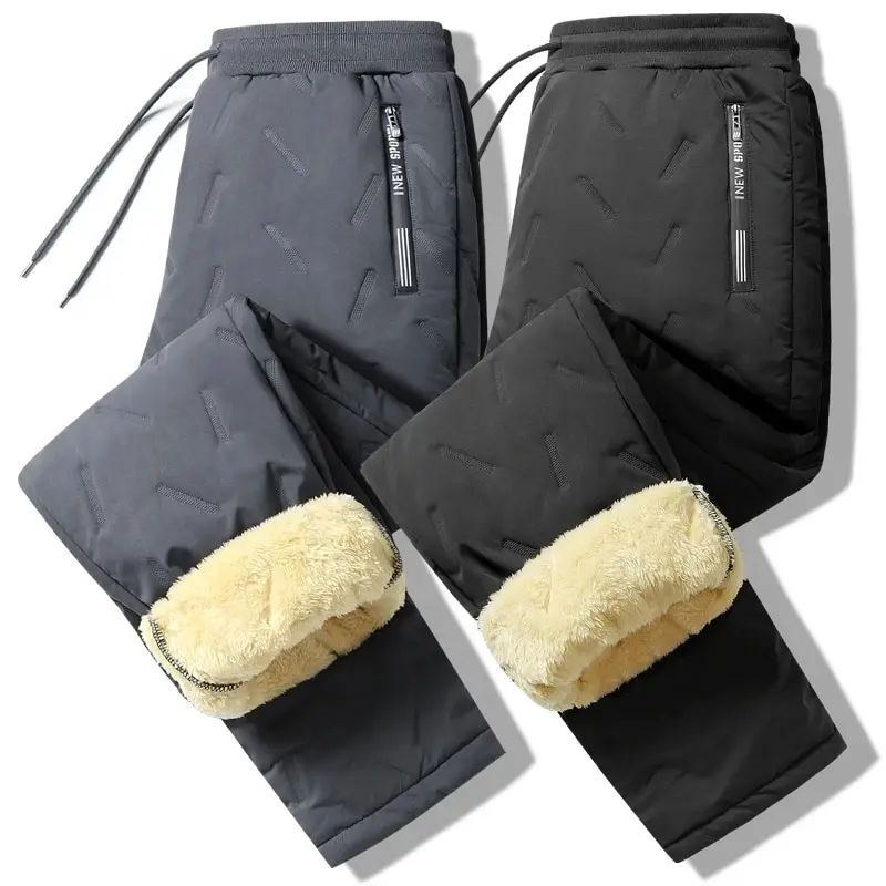 Men Thermal Fleece Sweatpants Winter Casual Warm Lambswool Trousers Windproof Cotton Plush Thick Sw