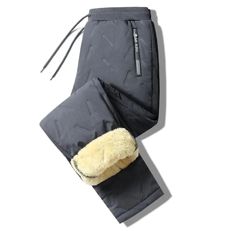 Men Thermal Fleece Sweatpants Winter Casual Warm Lambswool Trousers Windproof Cotton Plush Thick Sw