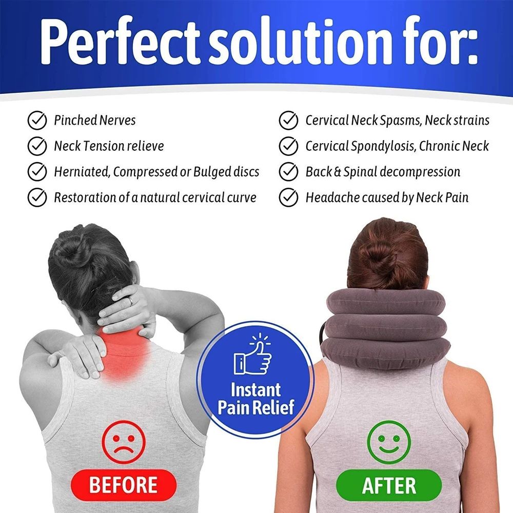 Inflatable Cervical Neck Traction Device For Chronic Neck  Shoulder Pain Relief Adjustable Neck Str 3