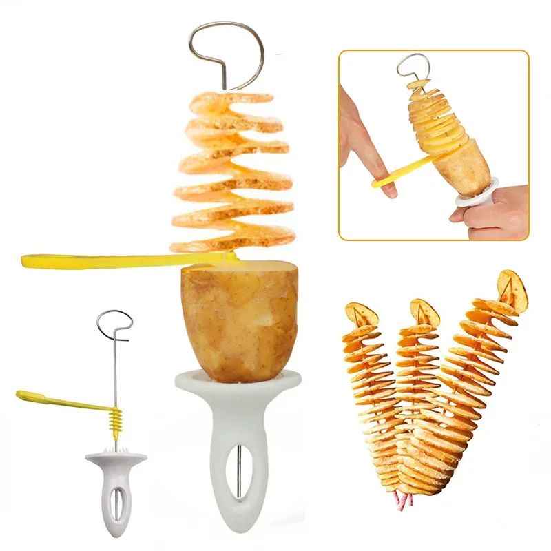 Potato Tower Making Machine + Whirlwind Potato Spiral Cutter, Durable Vegetable Slicer & Creative Kitchen Accessories