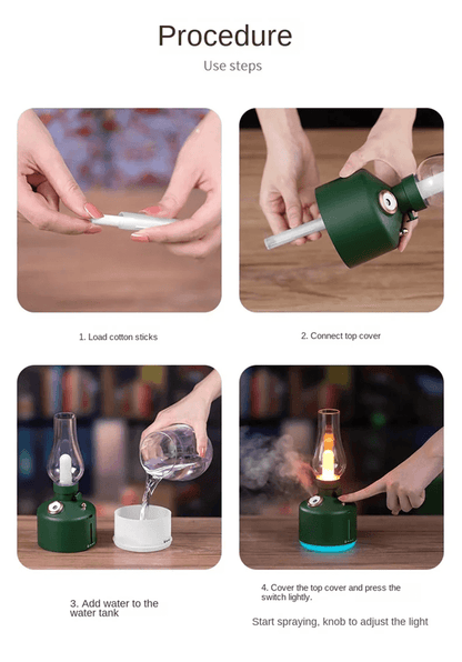 RetroGlow Aroma Diffuser Lamp  USB Cool Mist Humidifier With 7Color LED Lights 7