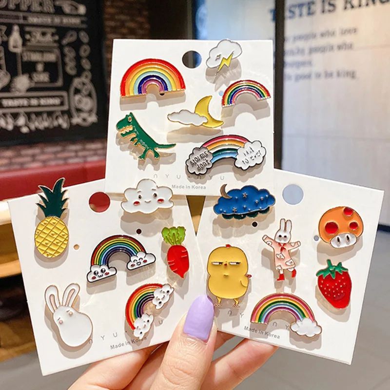 Cute Enamel Pin Badges  Random Animal  Plant Metal Brooches For Backpack Lapel Jewelry Women  Kids 1