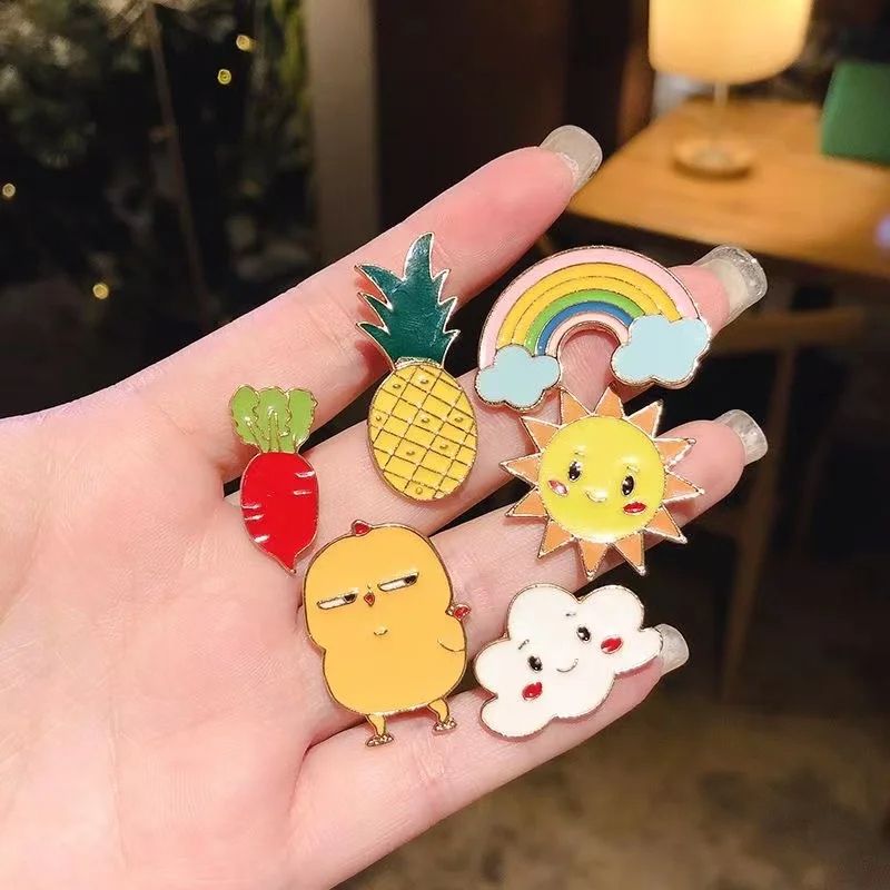 Cute Enamel Pin Badges  Random Animal  Plant Metal Brooches For Backpack Lapel Jewelry Women  Kids 2