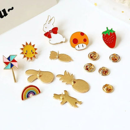 Cute Enamel Pin Badges  Random Animal  Plant Metal Brooches For Backpack Lapel Jewelry Women  Kids 3