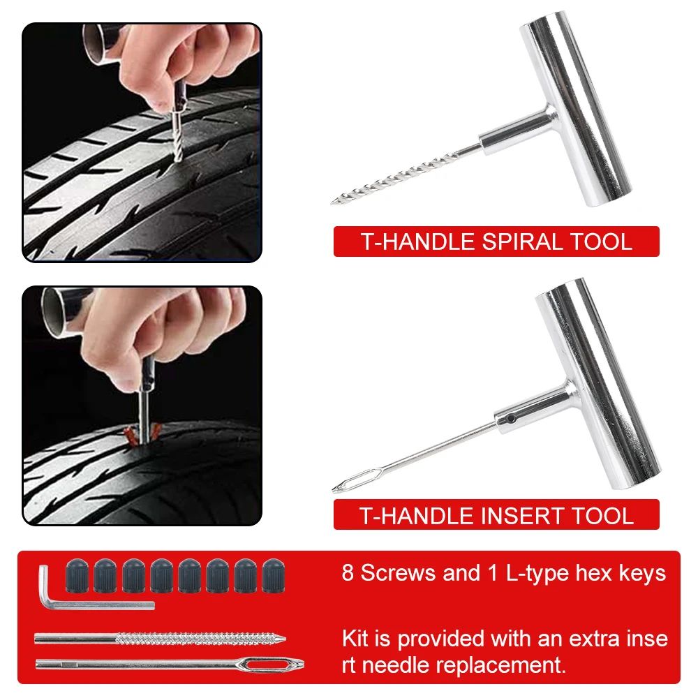 Tubeless Tire Repair Kit Puncture Plug Set Car Bike Motorcycle Tyre Change Tools Auto Studding Acce 1
