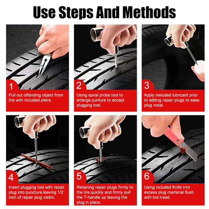 Tubeless Tire Repair Kit Puncture Plug Set Car Bike Motorcycle Tyre Change Tools Auto Studding Acce 3