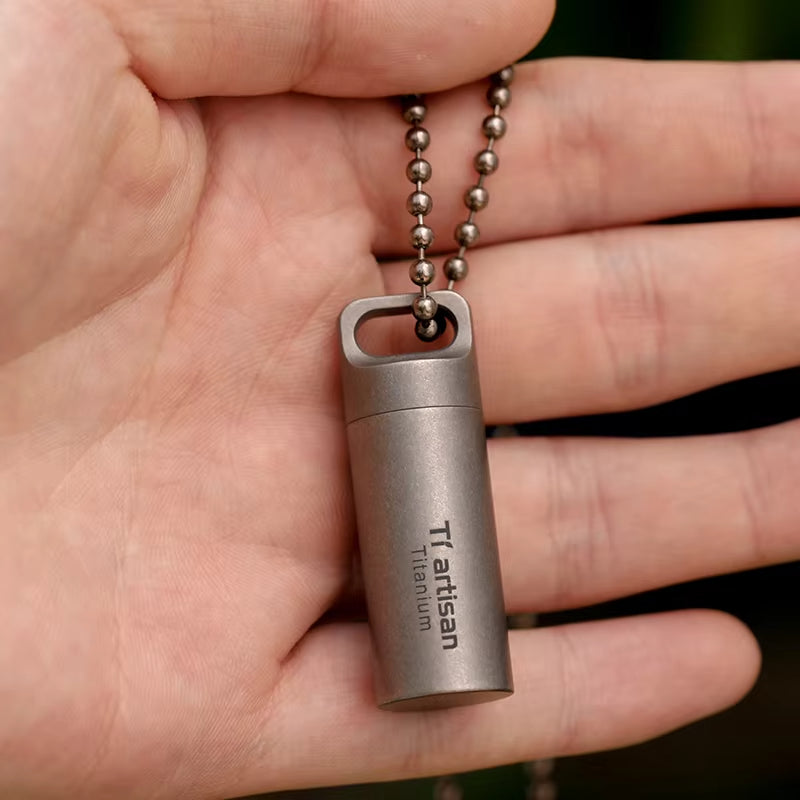 Tiartisan Titanium Pill Container Mini EDC Medicine Bottle Waterproof  Sealed For Home  Outdoor 1
