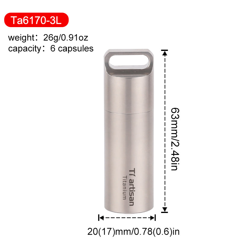 Tiartisan Titanium Pill Container, Mini EDC Medicine Bottle, Waterproof & Sealed for Home & Outdoor