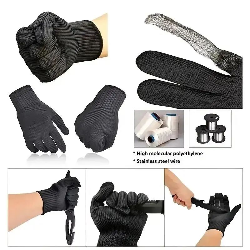 1 Pair Stainless Steel Wire CutResistant AntiCutting Safety Gloves  Durable Protective Work Gloves  3