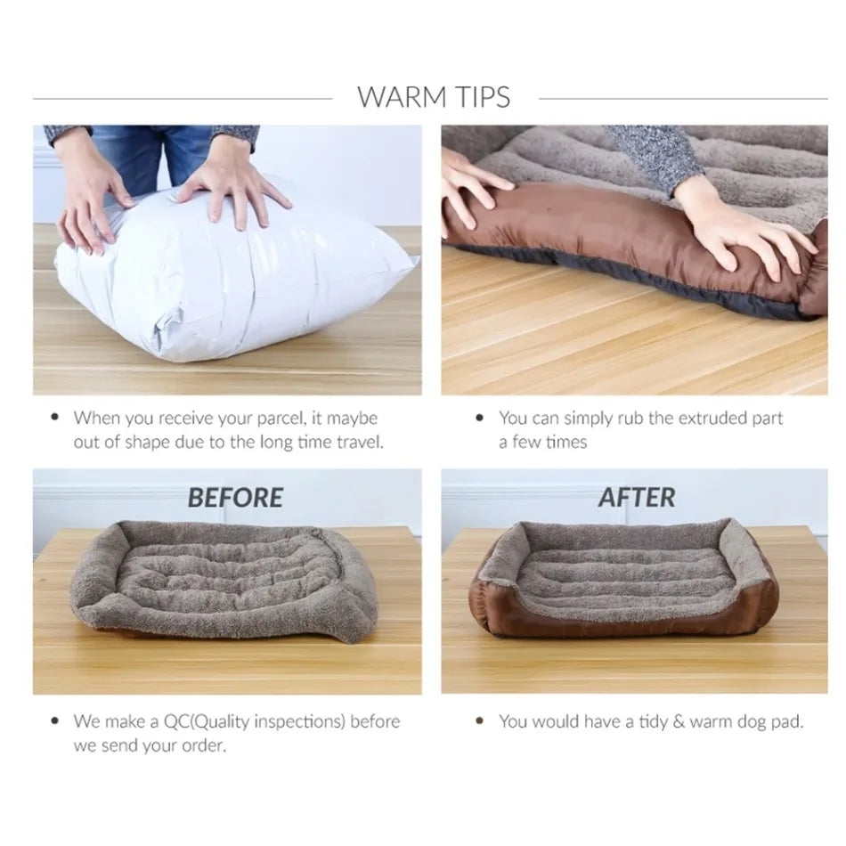 Large Plush Dog Bed AllSeason Washable Square Pet Sofa With Waterproof Mattress For Medium Dogs  Ca 2
