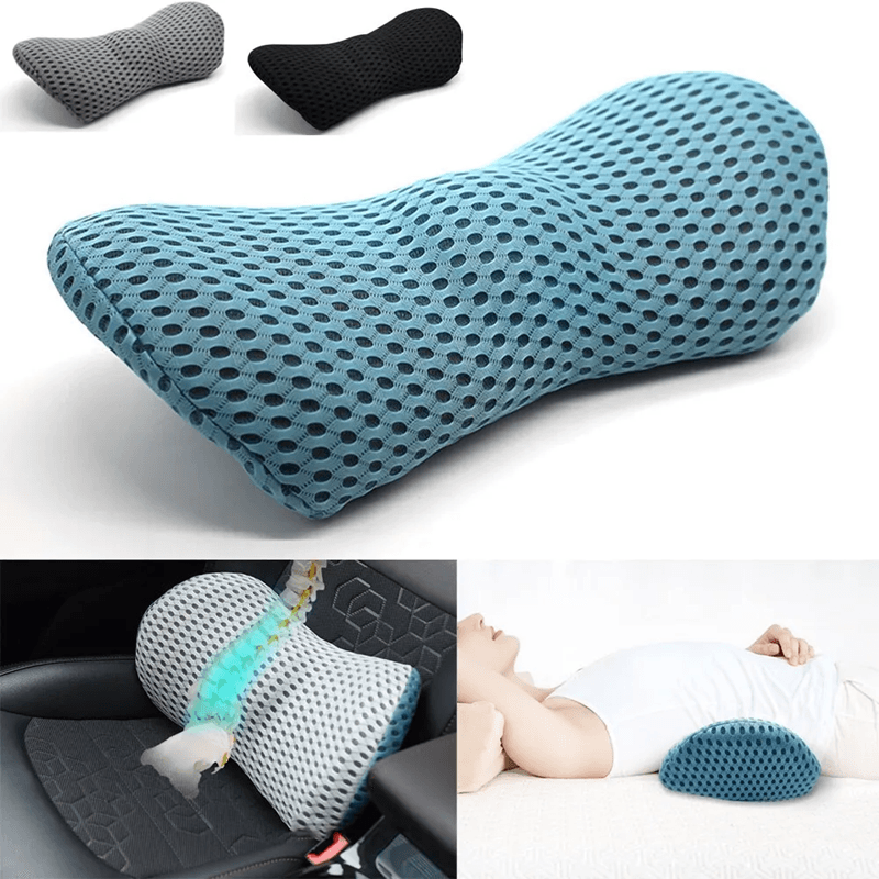 ComfortCore Memory Foam Lumbar Pillow – Breathable Car Seat & Bed Cushion for Back Support