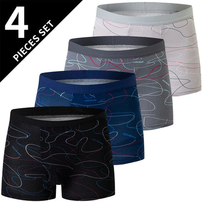 4Piece Men Fashion Print Mix And Match Underwear  Comfortable Breathable Beach Shorts For Teenager 3