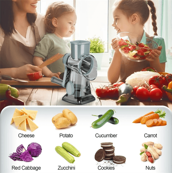 GrateMate 3in1 Rotary Cheese Grater  Manual Vegetable Slicer  Nut Grinder 5