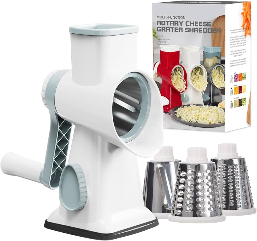 GrateMate 3in1 Rotary Cheese Grater  Manual Vegetable Slicer  Nut Grinder 8