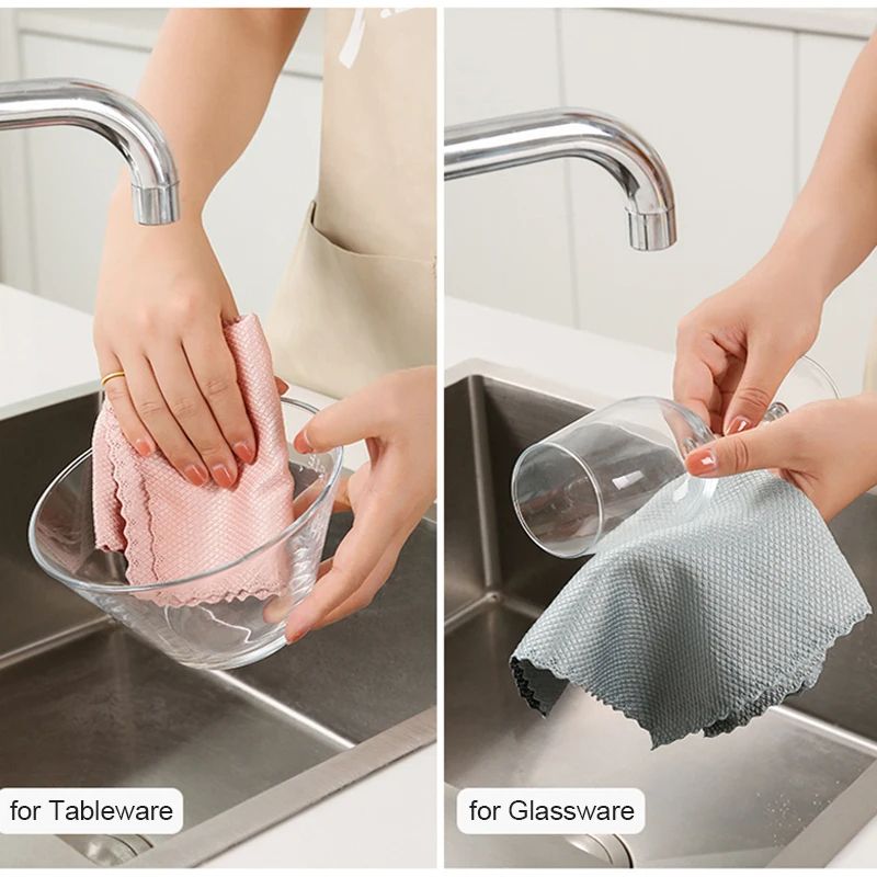 Microfiber Glass Cleaning Cloth Rag Lint Free Reusable Fish Scale Polishing Towels For Windows Car  1