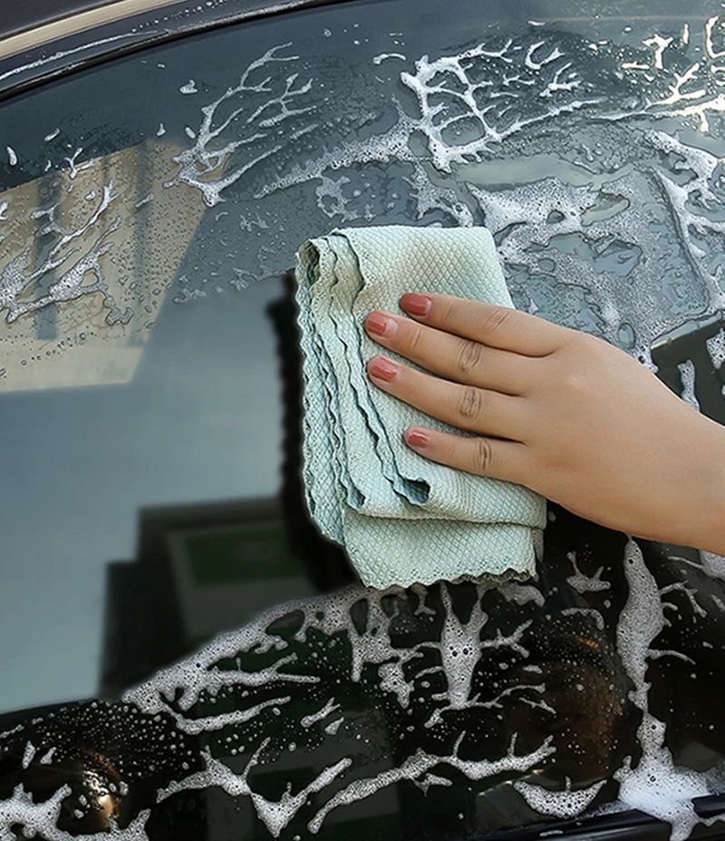 Microfiber Glass Cleaning Cloth Rag Lint Free Reusable Fish Scale Polishing Towels For Windows Car  4