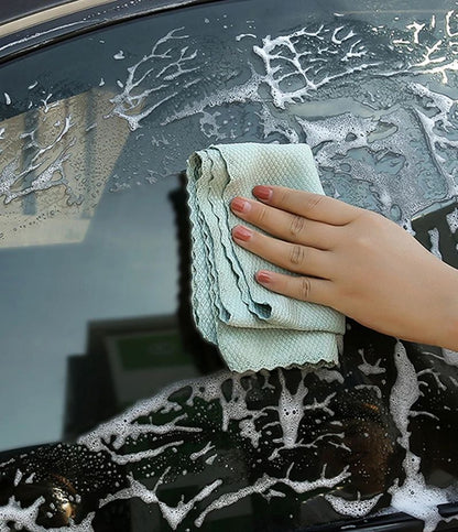 Microfiber Glass Cleaning Cloth Rag Lint Free Reusable Fish Scale Polishing Towels For Windows Car  4