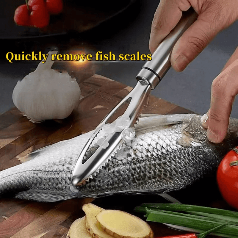 FinEase Stainless Steel Fish Scale Remover  Fast Scraper  Bone Tweezer Tool For Easy Cleaning 1