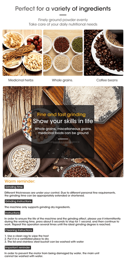 NutriGrind 4Blade Electric Grinder  HighSpeed Coffee Spice  Baby Food Mill 300ml 0