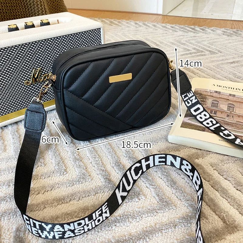 Vintage Lingge Embroidered PU Leather Crossbody Bag Fashion Women Small Shoulder Messenger Zipper H 3