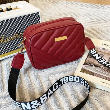 Vintage Lingge Embroidered PU Leather Crossbody Bag Fashion Women Small Shoulder Messenger Zipper H 8