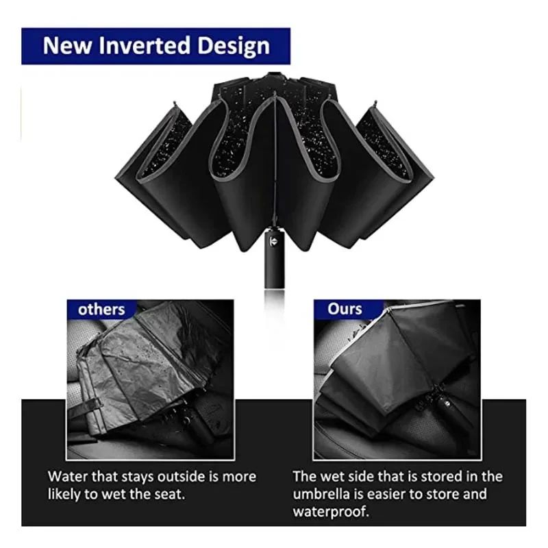 Men  Women Fully Automatic Reverse Folding Umbrella  Windproof With Reflective Stripe  UV Protectio 1