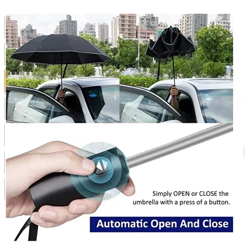 Men  Women Fully Automatic Reverse Folding Umbrella  Windproof With Reflective Stripe  UV Protectio 3