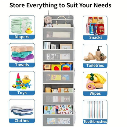 Shelf Hanging Storage Organizer For Behind Door  AntiTilt Design With 5 Large Capacity Pockets Perf 1