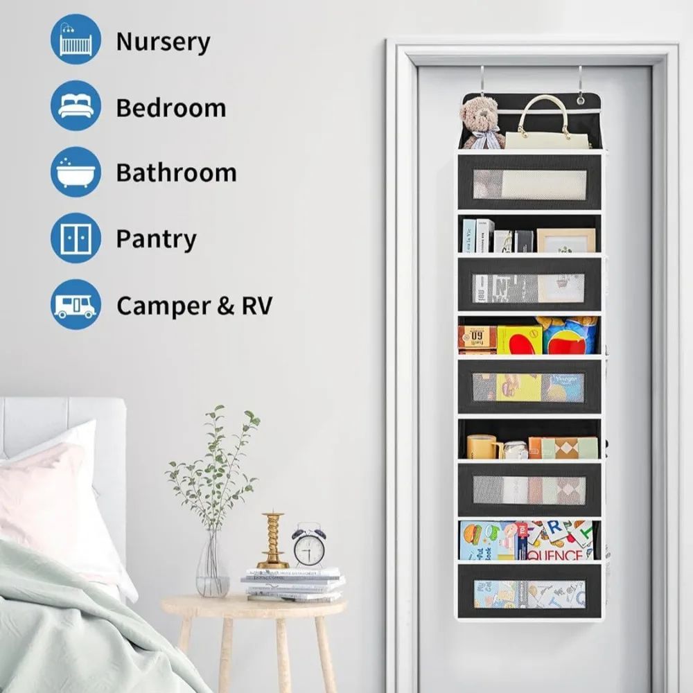 Shelf Hanging Storage Organizer For Behind Door  AntiTilt Design With 5 Large Capacity Pockets Perf 3